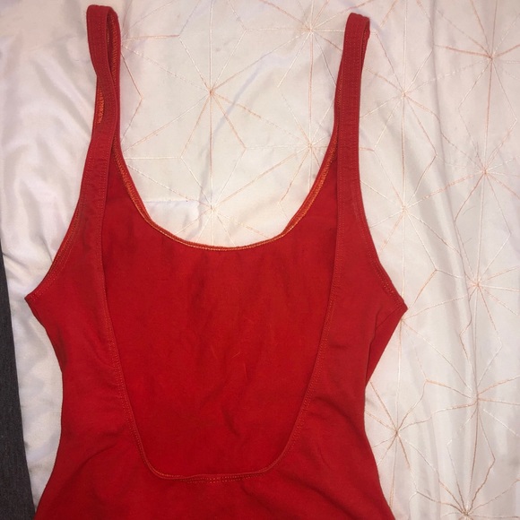 LA Apparel Red Open Back Bodysuit - Picture 4 of 4